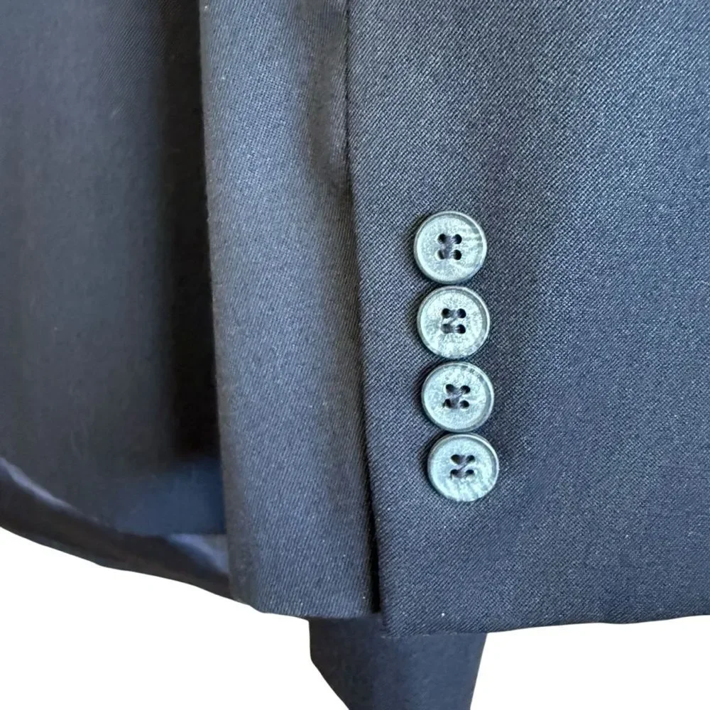 Elegant Black Double-Breasted Vintage André Villard 100% Wool Men’s Blazer